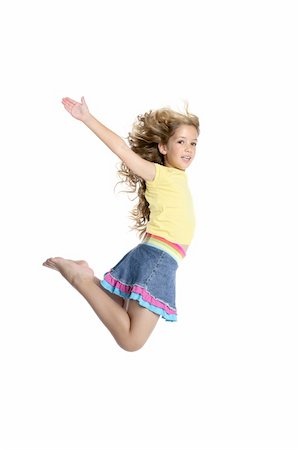 student jumping to school - little beautiful girl fly jumping isolated on white studio background Foto de stock - Super Valor sin royalties y Suscripción, Código: 400-04736356