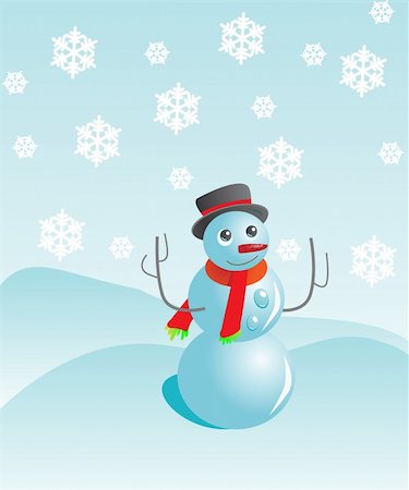simsearch:400-05681859,k - A winter snowman, vector illustration Stock Photo - Budget Royalty-Free & Subscription, Code: 400-04736485