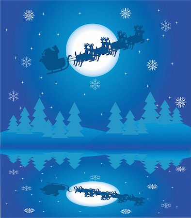 holiday background with Santa and reflection Stock Photo - Budget Royalty-Free & Subscription, Code: 400-04736490