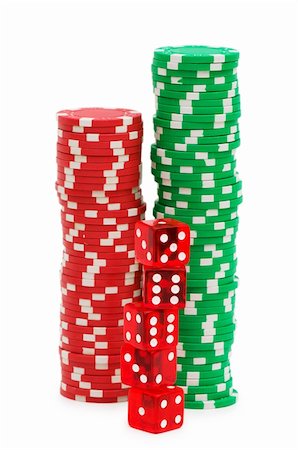 simsearch:400-08498172,k - Stack of chips and dice isolated on the white background Foto de stock - Royalty-Free Super Valor e Assinatura, Número: 400-04736696