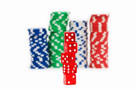 simsearch:400-08498172,k - Stack of chips and dice isolated on the white background Foto de stock - Royalty-Free Super Valor e Assinatura, Número: 400-04736698
