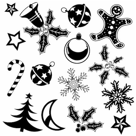 simsearch:400-05374108,k - Collect Christmas element with bell, cake, candy, tree, element for design, vector illustration Stock Photo - Budget Royalty-Free & Subscription, Code: 400-04737005