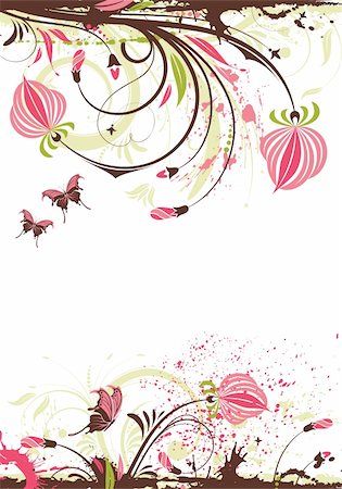 simsearch:400-04869919,k - Grunge floral frame with butterfly, element for design, vector illustration Foto de stock - Super Valor sin royalties y Suscripción, Código: 400-04737003