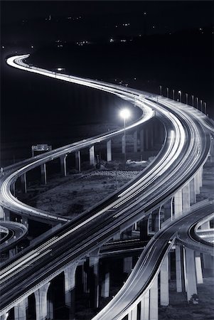 Beautiful city high way in night with cars light. Stock Photo - Budget Royalty-Free & Subscription, Code: 400-04737159