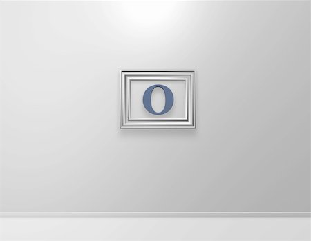 picture frame with letter o on white wall - 3d illustration Stock Photo - Budget Royalty-Free & Subscription, Code: 400-04737247