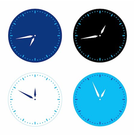 Different colors clock set. Vector illustration on white Stock Photo - Budget Royalty-Free & Subscription, Code: 400-04737602