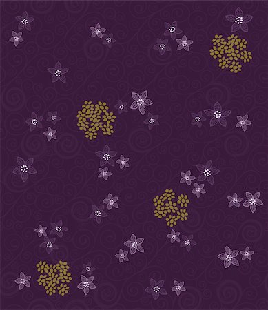 damask vector - Seamless purple swirls and flowers wallpaper. This image is a vector illustration Stock Photo - Budget Royalty-Free & Subscription, Code: 400-04737638