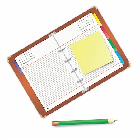 simsearch:400-04663106,k - Organizer with a crayon over a white background. Stock Photo - Budget Royalty-Free & Subscription, Code: 400-04737683