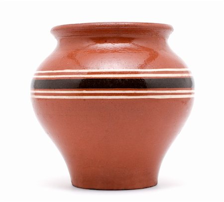 simsearch:400-03968646,k - Brown rural clay pot isolated on white background Stock Photo - Budget Royalty-Free & Subscription, Code: 400-04738147