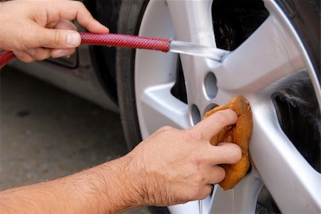 hands with hose and sponge washing blue car glass Stock Photo - Budget Royalty-Free & Subscription, Code: 400-04738317