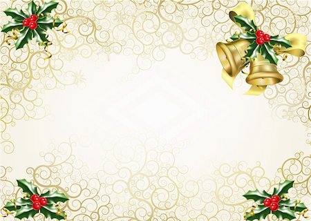 beautiful abstract Christmas background concept with holly and bells Stock Photo - Budget Royalty-Free & Subscription, Code: 400-04738455