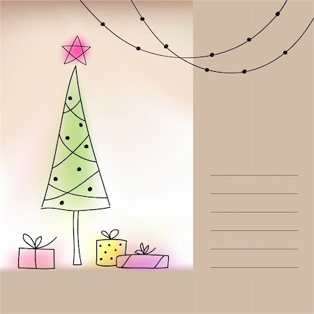simsearch:400-08302730,k - Card with Christmas tree and presents Fotografie stock - Microstock e Abbonamento, Codice: 400-04738575