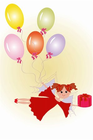 Fairy with gift and balloon. Stock Photo - Budget Royalty-Free & Subscription, Code: 400-04738716
