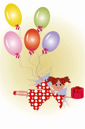 Fairy with gift and balloon. Stock Photo - Budget Royalty-Free & Subscription, Code: 400-04738721
