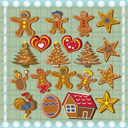 simsearch:400-05746007,k - Collection of different ginger bread cookies,  vector illustration Stockbilder - Microstock & Abonnement, Bildnummer: 400-04738739