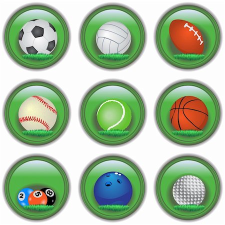 simsearch:400-05115587,k - Vector illustration of different sport ball buttons. Foto de stock - Super Valor sin royalties y Suscripción, Código: 400-04738741