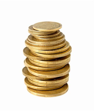 simsearch:400-07574972,k - Many coins in column isolated on white background Stock Photo - Budget Royalty-Free & Subscription, Code: 400-04738791