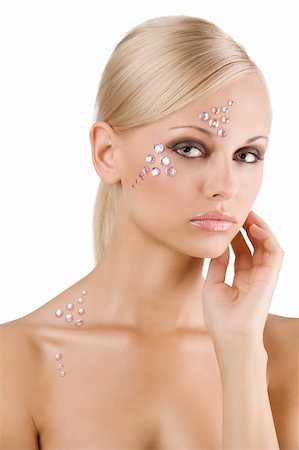 simsearch:400-04185400,k - beauty fashion portrait of cute blond girl with creative make up with crystal stone Fotografie stock - Microstock e Abbonamento, Codice: 400-04738815