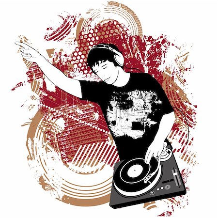 simsearch:400-04842256,k - Vector illustration of a DJ at the turntable Photographie de stock - Aubaine LD & Abonnement, Code: 400-04738974