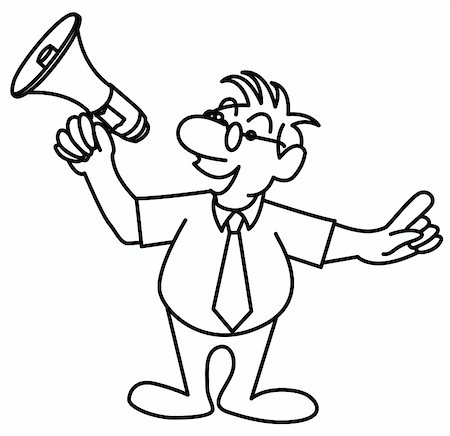 Vector illustration of a strip drawing  little man speaking in a megaphone Stock Photo - Budget Royalty-Free & Subscription, Code: 400-04738985