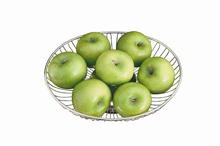 simsearch:400-04341378,k - close up of green apples on plate isolated on white background Fotografie stock - Microstock e Abbonamento, Codice: 400-04739059