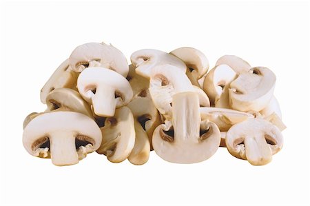 Fresh sliced mushrooms isolated on white background Foto de stock - Royalty-Free Super Valor e Assinatura, Número: 400-04739080