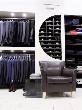 shopping mall nobody interior - Luxury men's clothes and accessories in modern shop Stock Photo - Budget Royalty-Free & Subscription, Code: 400-04739253