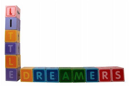 simsearch:400-05246310,k - toy letters that spell little dreamers against a white background with clipping path Stock Photo - Budget Royalty-Free & Subscription, Code: 400-04739950