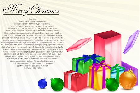 simsearch:400-05881864,k - illustration of christmas gift boxes and decorative balls with sample text Stock Photo - Budget Royalty-Free & Subscription, Code: 400-04730495