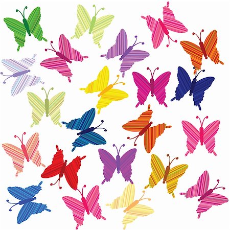 drawing of a butterfly - Striped colored butterflies Stock Photo - Budget Royalty-Free & Subscription, Code: 400-04731186