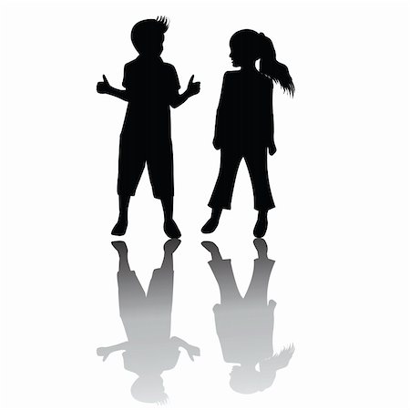 simsearch:400-04953342,k - Two children silhouettes Stock Photo - Budget Royalty-Free & Subscription, Code: 400-04731225