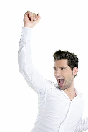 simsearch:400-05912400,k - Successful young man gesture expression white background Photographie de stock - Aubaine LD & Abonnement, Code: 400-04731583