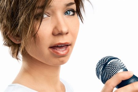 Girl Singing on white background Stock Photo - Budget Royalty-Free & Subscription, Code: 400-04731885