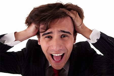 simsearch:400-05714988,k - Strongly afflicted young businessman keeps hands for head Stock Photo - Budget Royalty-Free & Subscription, Code: 400-04731978