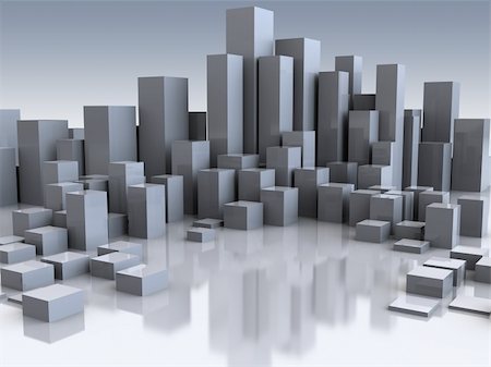 abstract 3d illustration of city buildings background Stock Photo - Budget Royalty-Free & Subscription, Code: 400-04732077
