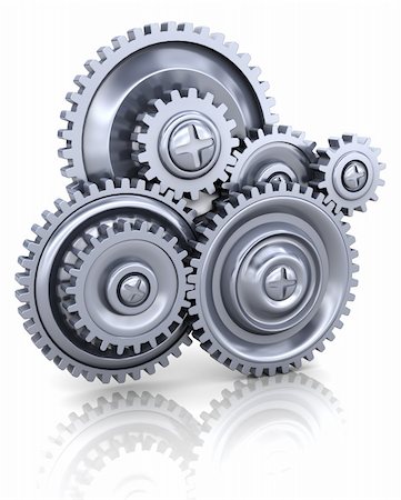 simsearch:400-04612231,k - 3d illustration of gear wheels system over white background Stockbilder - Microstock & Abonnement, Bildnummer: 400-04732098