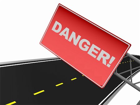 simsearch:400-06078492,k - 3d illustration of red danger sign and asphalt road at background Fotografie stock - Microstock e Abbonamento, Codice: 400-04732140