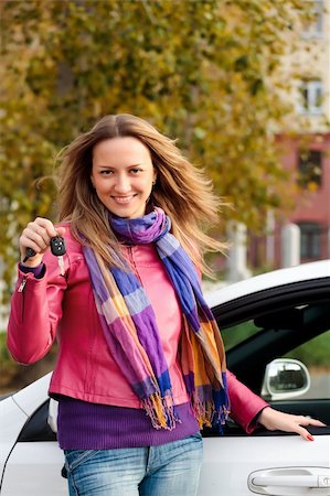 simsearch:400-06415929,k - The happy woman showing the key of her new car Stockbilder - Microstock & Abonnement, Bildnummer: 400-04732383