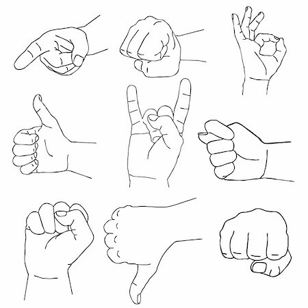 fingers outline drawing - vector silhouette of the human hand on white background Stock Photo - Budget Royalty-Free & Subscription, Code: 400-04732862