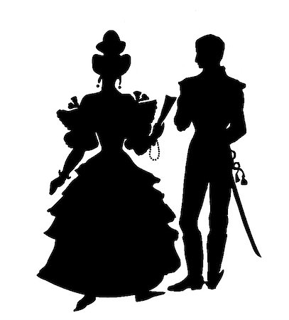simsearch:400-04543131,k - silhouette of the officer with lady on white background Stock Photo - Budget Royalty-Free & Subscription, Code: 400-04732875