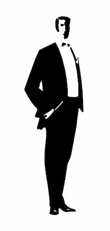 formal communication cartoon - silhouette men on white background Stock Photo - Budget Royalty-Free & Subscription, Code: 400-04732873