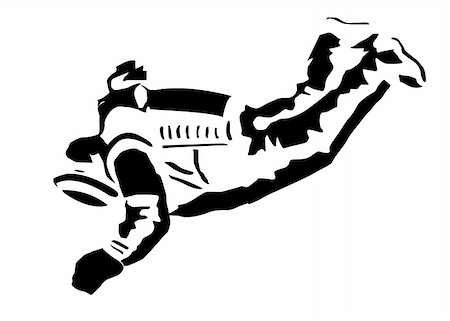 vector silhouette spaceman on black background Stock Photo - Budget Royalty-Free & Subscription, Code: 400-04732890