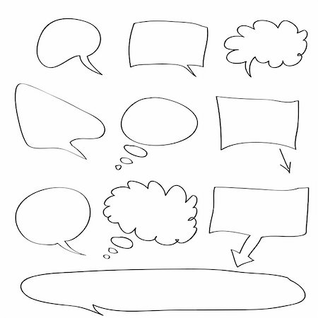 Vector - Various types of white word bubbles for text insertion, all hand drawn Stock Photo - Budget Royalty-Free & Subscription, Code: 400-04732912