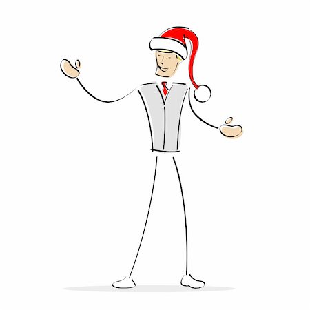 illustration of vector man wearing santa hat on an isolated background Stock Photo - Budget Royalty-Free & Subscription, Code: 400-04733154