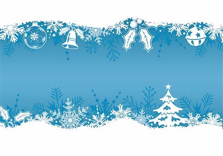 Christmas background with tree, bell and decoration element, vector illustration Stock Photo - Budget Royalty-Free & Subscription, Code: 400-04733167
