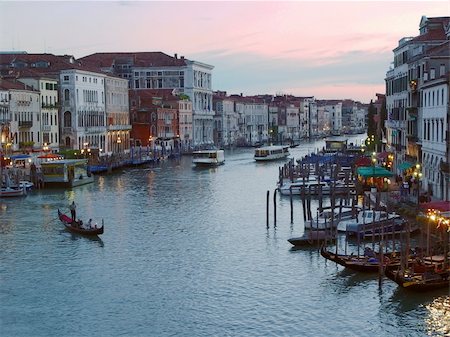 simsearch:400-04558229,k - Grand Canal and gondola silhouette at evening in Venice, Italy. Photographie de stock - Aubaine LD & Abonnement, Code: 400-04733217