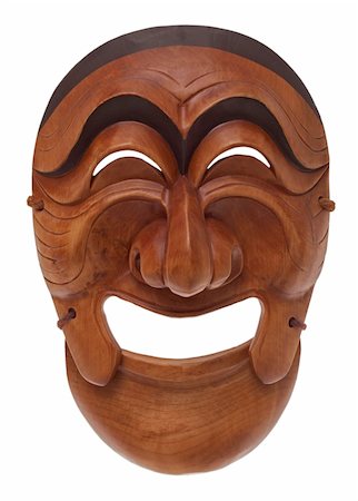 Korean traditional wooden mask frontal Stock Photo - Budget Royalty-Free & Subscription, Code: 400-04733245