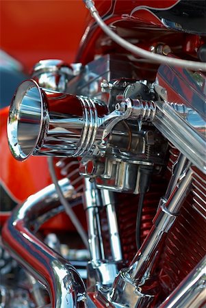 exhaust pipe - Shiny v-twin motorbike engine of a customized chopper bike Stock Photo - Budget Royalty-Free & Subscription, Code: 400-04733258
