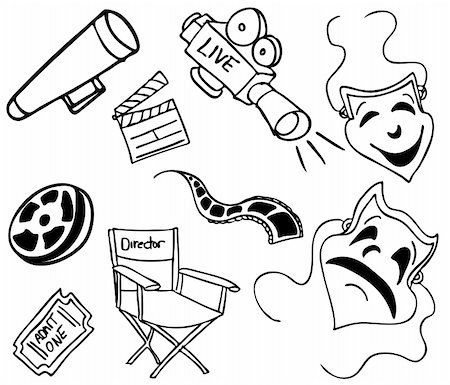 film camera clip art - An image of movie items. Stock Photo - Budget Royalty-Free & Subscription, Code: 400-04733324
