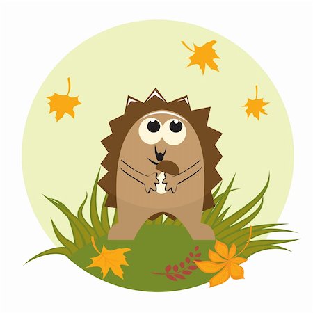 simsearch:400-07302853,k - Cute little hedgehog with mushroom. Vector illustration Foto de stock - Royalty-Free Super Valor e Assinatura, Número: 400-04733352